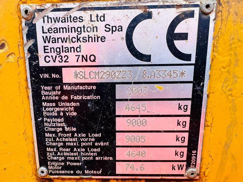 THWAITES 9 TON 4WD DUMPER C/W ROLE BAR & PERKINS ENGINE *VIDEO*