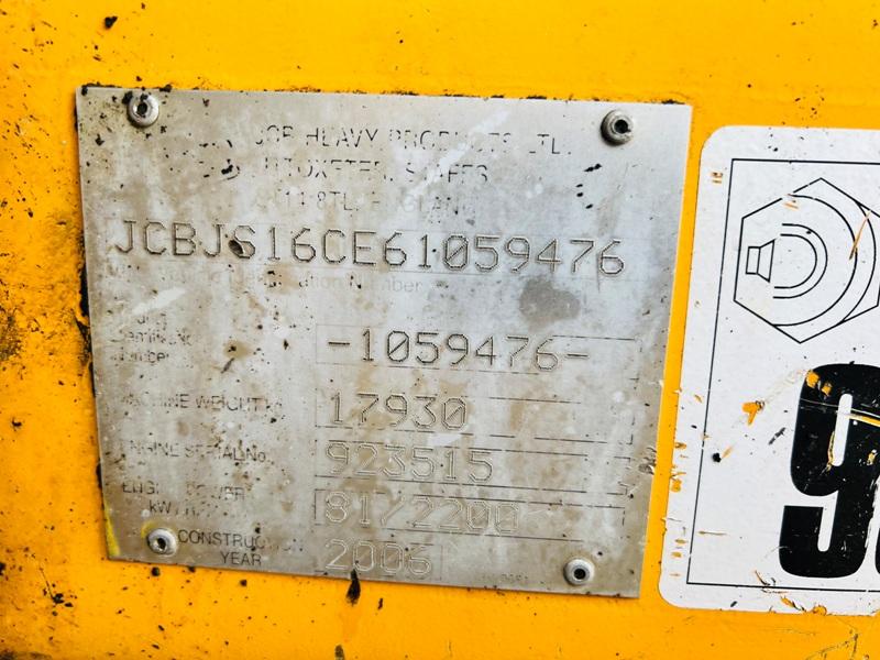 JCB JS160 TRACKED EXCAVATOR * YEAR 2006 * C/W QUICK HITCH AND BUCKET *SEE VIDEO*