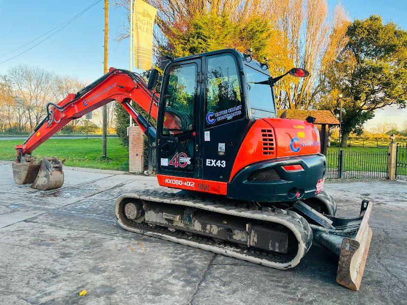 KUBOTA KX080-4A2 *YEAR 2020, 3022 HOURS* EXCAVATOR* C/W BUCKETS *VIDEO*