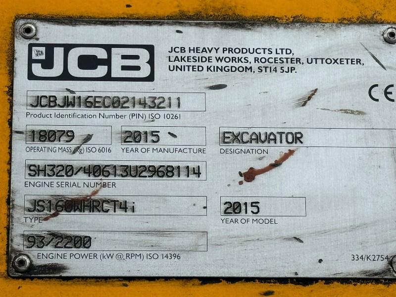 JCB JS160W WHEELED MATERIAL HANDLER*YEAR 2015*VIDEO*