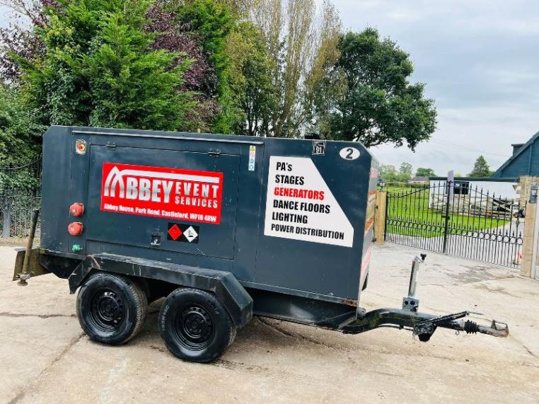 YORPOWER YP40EM MOBILE 40KVA TWIN AXLE GENERATOR C/W PERKINS ENGINE *VIDEO* 