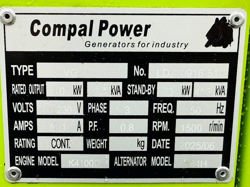 *BRAND NEW*COMPAL POWER VG-R30 41KVA GENERATOR TWIN AXLE TRAILER*VIDEO*