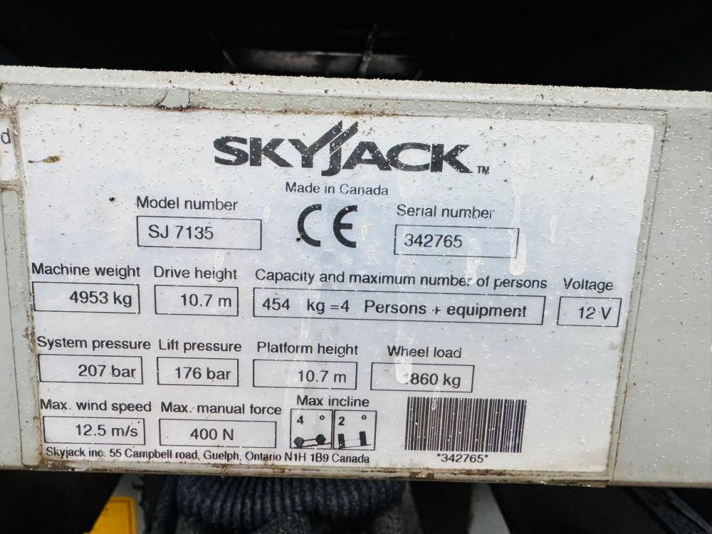 SKYJACK SJ7135 SCISSOR LIFT *12V*10.7M DRIVE REACH*VIDEO*
