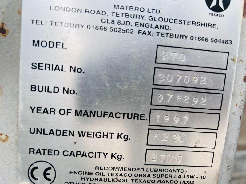MATBRO TS270 4WD TELEHANDLER C/W JOYSTICK CONTROL & PALLET TINES *VIDEO*