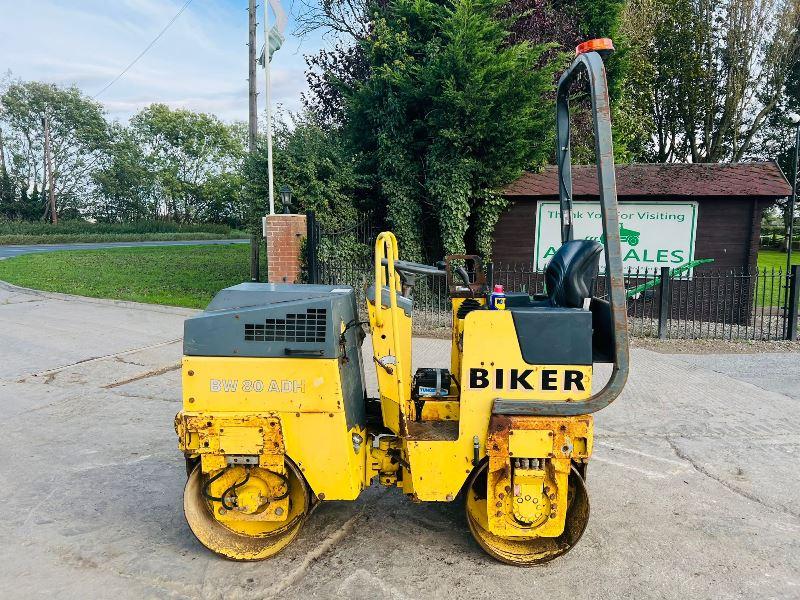 BOMAG BW80 ADH DOUBLE DRUM ROLLER C/W ROLE BAR *VIDEO*