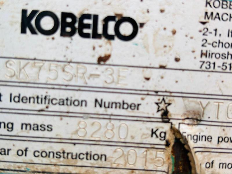 KOBELCO SK75SR-3E EXCAVATOR *YEAR 2015, 5578 HOURS* C/W BOGG MASTER TRACKS *VIDEO*