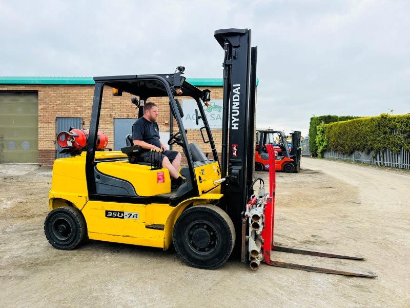 HYUNDAI 35L-7A FORKLIFT*C/W FORK POSITIONER*YEAR 2016*VIDEO*