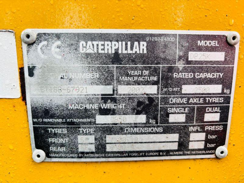 CATERPILLAR 25 DIESEL CONTAINER SPEC FORKLIFT C/W SIDE SHIFT *VIDEO*