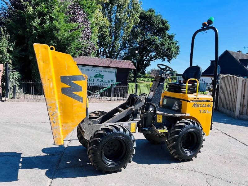 MECALAC TA1HT 1 TON HIGH TIP DUMPER *YEAR 2018, 1362 HOURS* C/W ROLE BAR *VIDEO*