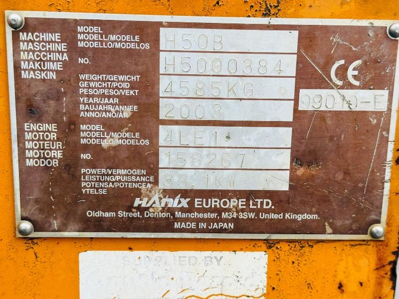 HANIX H50B EXCAVATOR*C/W QUICK HITCH AND 3 BUCKETS*VIDEO*