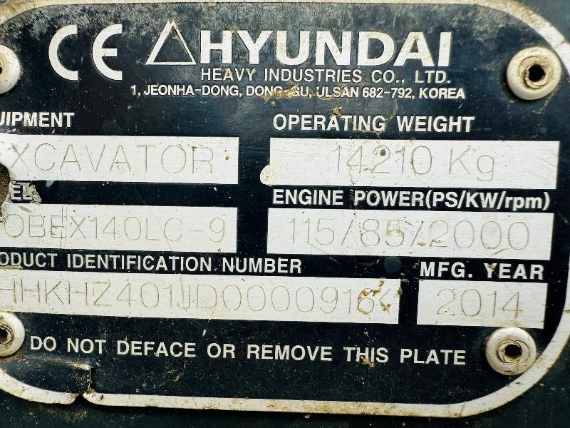 HYUNDAI ROBEX 140LCM-9 EXCAVATOR*C/W 2 BUCKETS*YEAR 2014*VIDEO*