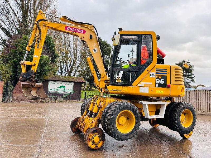 KOMATSU PW95R 4WD WHEELED EXCAVATOR C/W QUICK HITCH & RAILWAY GEAR *VIDEO*