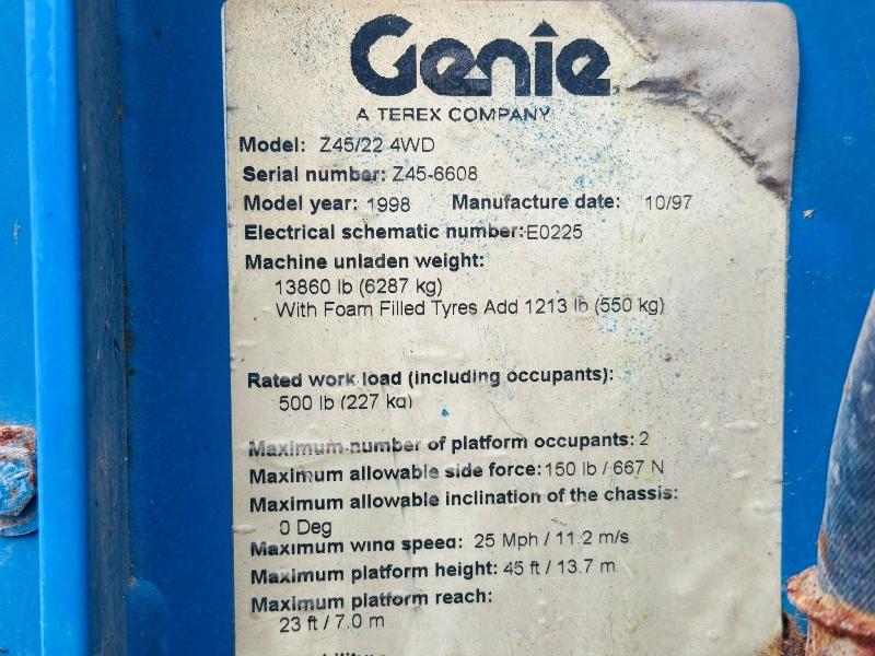 GENIE Z45/22 4WD MANLIFT*C/W DEUTZ ENGINE*VIDEO*