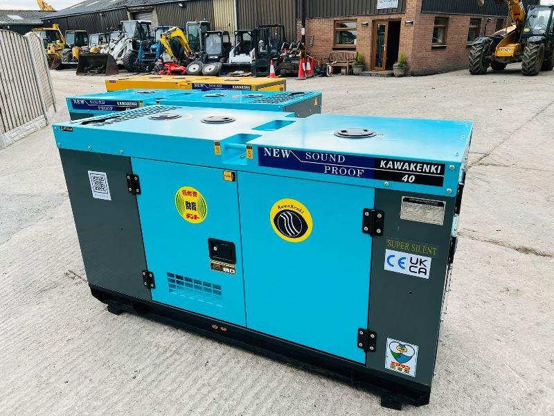 BRAND NEW KAWAKENI KK40 40KVA SILENT RUN GENERATOR *YEAR 2023, CHOICE OF 3* 