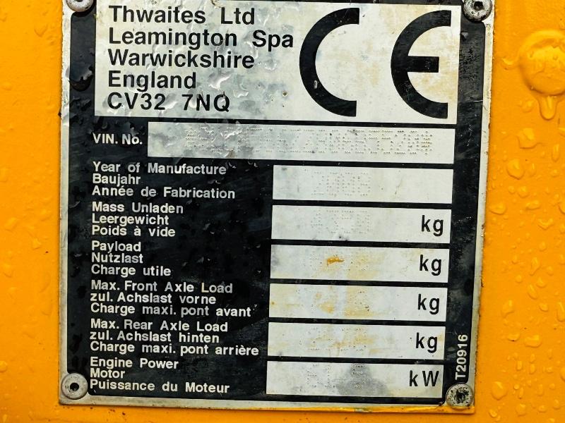 THWAITES 6 TONNE SWIVLE TIP DUMPER*YEAR 2008* ONLY 1453 HOURS*VIDEO*