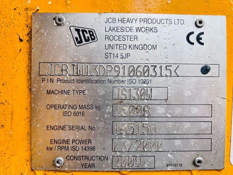 JCB JS130W 4WD WHEELED EXCAVATOR *YEAR 2009* C/W ROTATING SELECTOR GRAB *VIDEO*