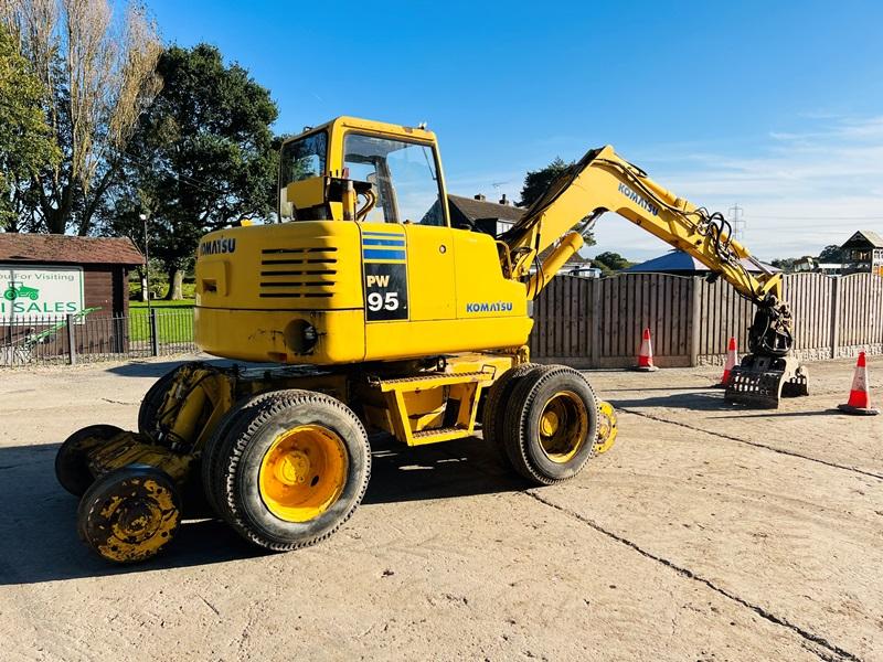 KOMATSU PW95 4WD WHEELED EXCAVATOR C/W 4WS & RAILWAY RUNNING GEAR *VIDEO*