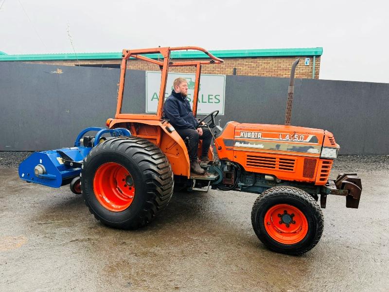 KUBOTA L4150 4WD TRACTOR*C/W RYETECH FLAIL MULCHER*VIDEO*