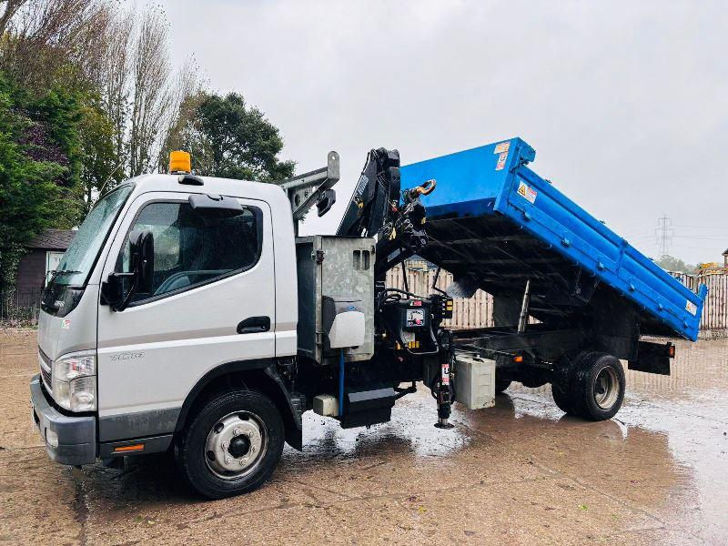 MITSUBISHI CANTER 7C18 4X2 TIPPER LORRY C/W HIAB CRANE *VIDEO*