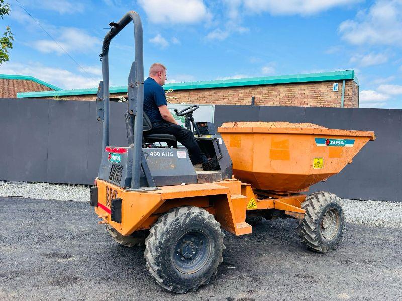 AUSA 400 AHG 4 TONNE SWIVLE TIP DUMPER *C/W ROLL BAR*VIDEO*