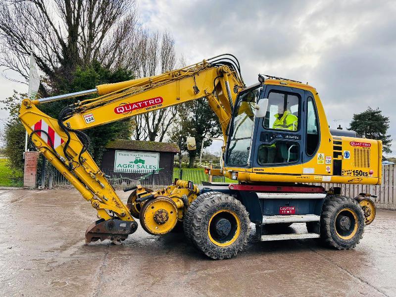 KOMATSU PW150ES-6K 4WD WHEELED EXCAVATOR C/W QUICK HITCH & RAILWAY GEAR *VIDEO*