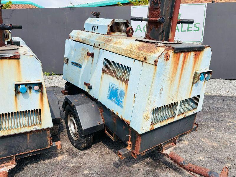 VT1 LIGHTING TOWERS *C/W 3 CYLINDER KUBOTA ENGINE*CHOICE OF 2*VIDEO*