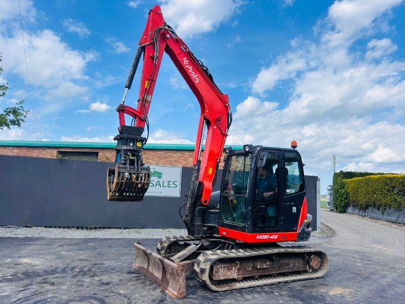KUBOTA KX080-4A2 EXCAVATOR* YEAR 2021*C/W SELECTOR GRAB*VIDEO*