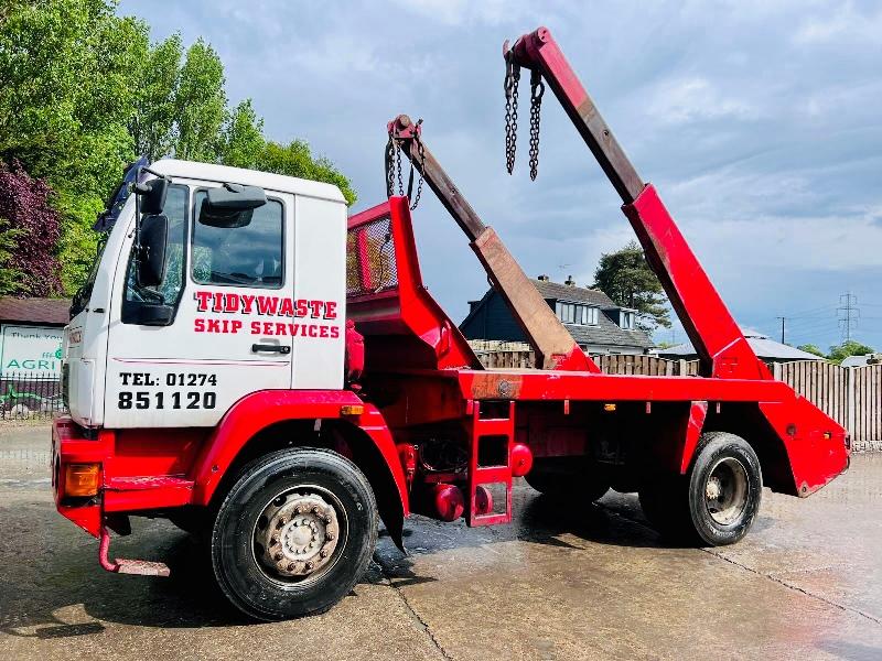 MAN 18.225 4X2 SKIP LORRY  C/W MANUAL GEAR BOX & TELESCOPIC ARMS *VIDEO*