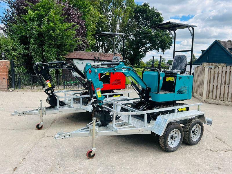 UNUSED JPC PC10 EXCAVATOR * YEAR 2023, CHOICE OF 2* C/W TWIN AXLE TRAILER*VIDEO*
