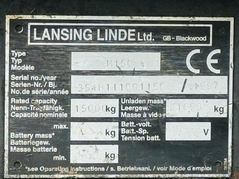 LINDE H150D 15 TONNE FORKLIFT*C/W JOYSTICK CONTROLS*VIDEO*