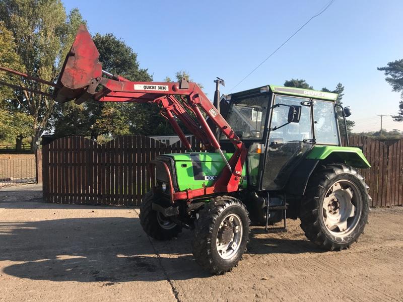 DEUTZFAHR DX 3.10 WITH QUICKE 3030 LOADER AND MUCK FOLK ( SOLD )