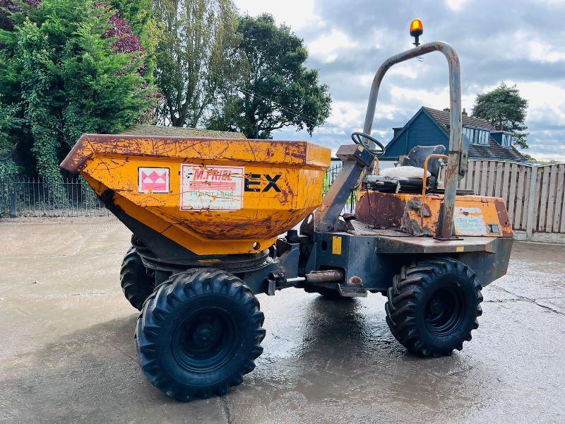 TEREX 3000 4WD SWIVEL TIP DUMPER C/W ROLE BAR & KUBOTA ENGINE *VIDEO*
