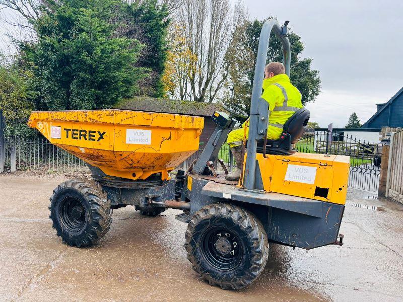 TEREX TA3 4WD SWIVEL TIP DUMPER *YEAR 2012, 1422 HOURS* C/W KUBOTA ENGINE *VIDEO*