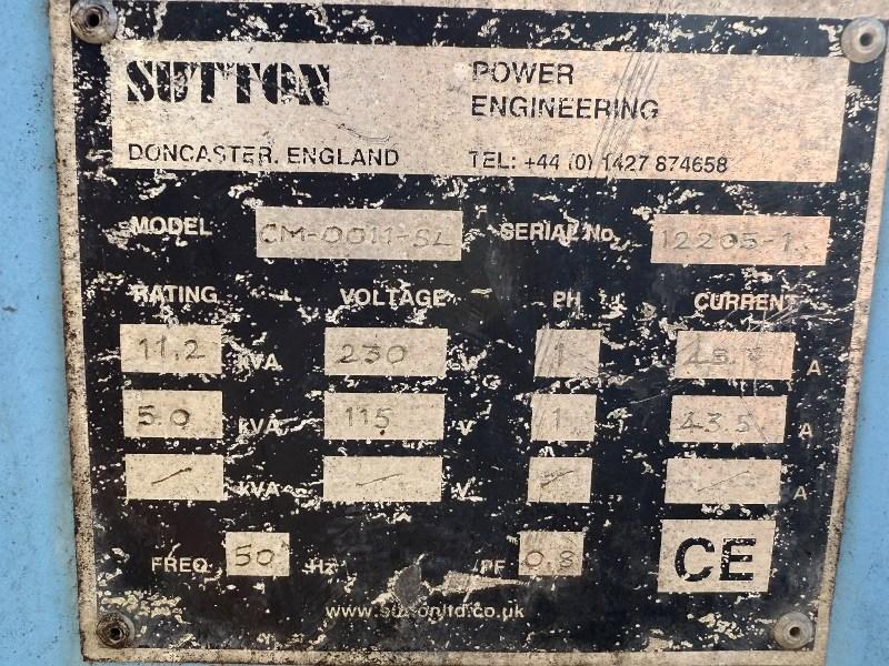 SUTTON POWER 11KVA GENERATOR*C/W ISUZU ENGINE*VIDEO*
