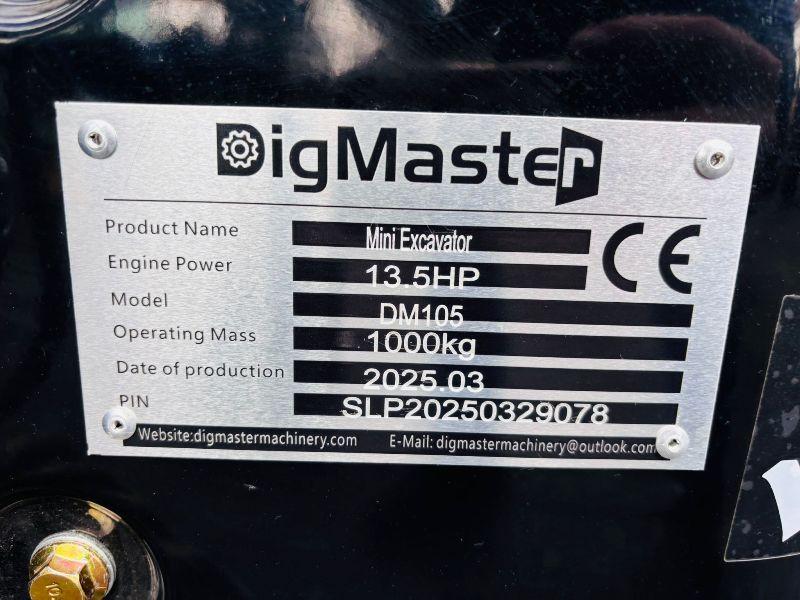 *NEW*UNUSED*DIGMASTER DM100 & 105 MINI EXCAVATOR*CHOICE OF 10*VIDEO*