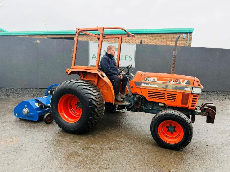 KUBOTA L4150 4WD TRACTOR*C/W RYETECH FLAIL MULCHER*VIDEO*