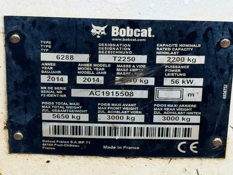 BOBCAT T2250 TELEHANDLER*YEAR 2014*3686 HOURS*AG SPEC*VIDEO*