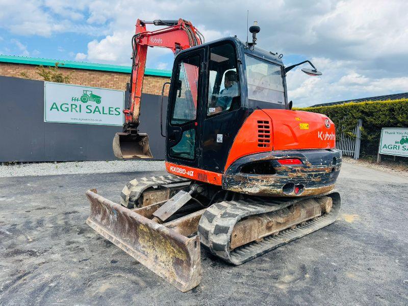 KUBOTA KX080-4A EXCAVATOR *C/W BUCKET* YEAR 2018*VIDEO*