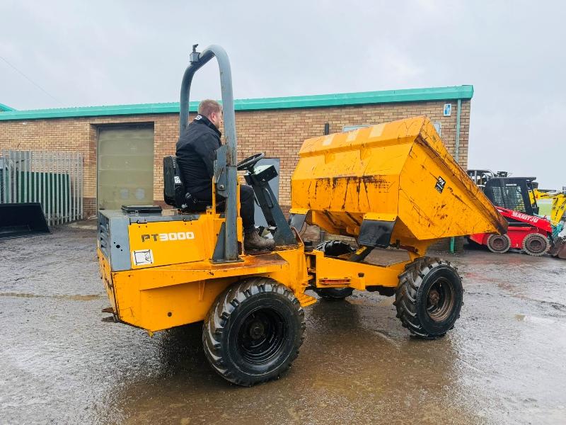 BENFORD PT3000 STRAIGHT TIP DUMPER*C/W KUBOTA ENGINE*VIDEO*