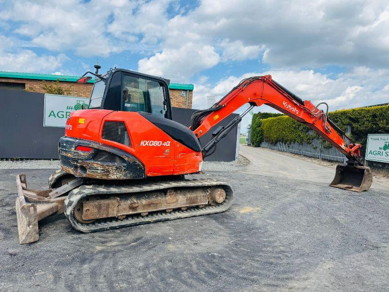 KUBOTA KX080-4A EXCAVATOR *C/W BUCKET* YEAR 2018*VIDEO*