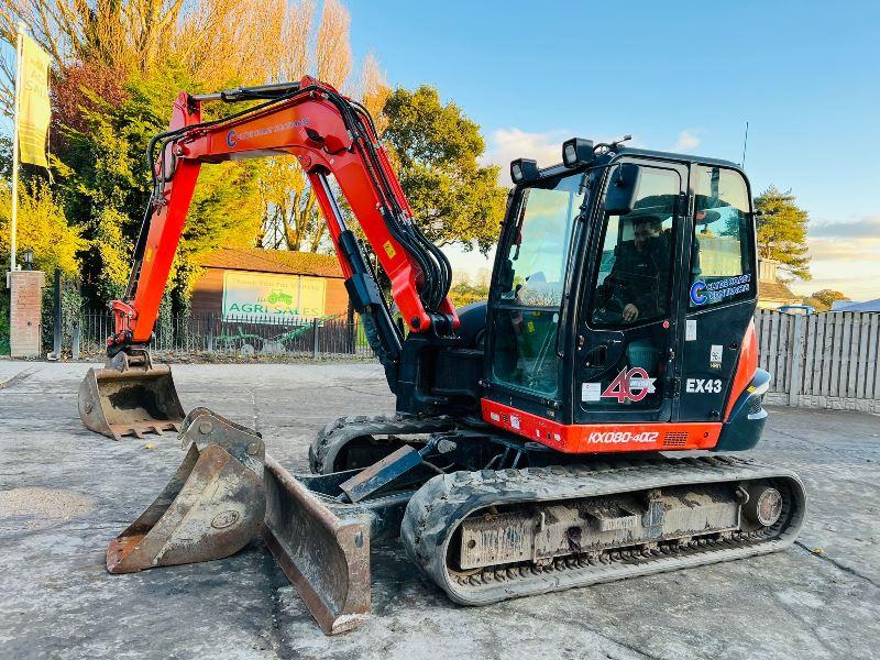 KUBOTA KX080-4A2 *YEAR 2020, 3022 HOURS* EXCAVATOR* C/W BUCKETS *VIDEO*