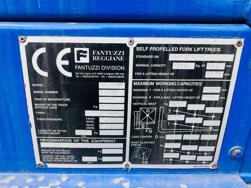 FANTUZZI SF.50XX SIDELOADER FORKLIFT*C/W PALLET TINES*VIDEO*