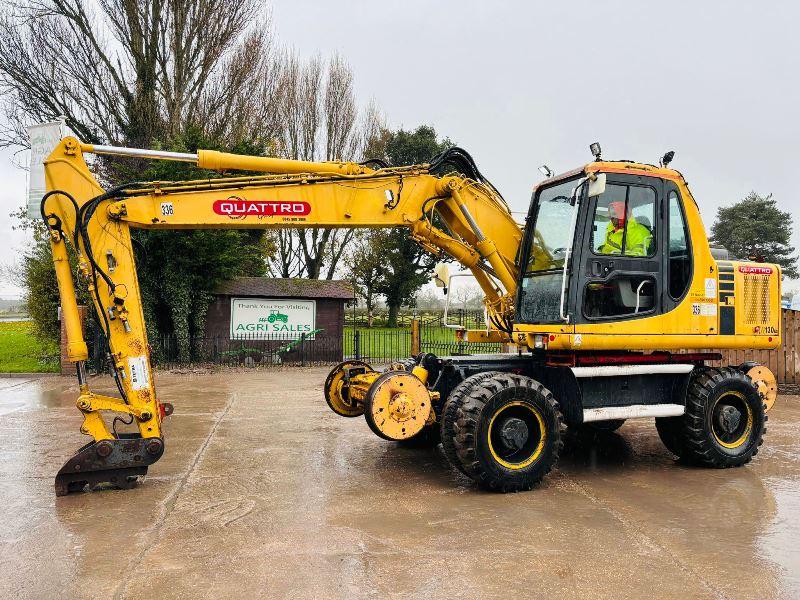 KOMATSU PW130ES-6K 4WD WHEELED EXCAVATOR C/W QUICK HITCH & RAILWAY GEAR *VIDEO*