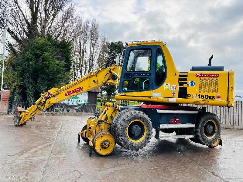 KOMATSU PW150ES-6K 4WD WHEELED EXCAVATOR C/W QUICK HITCH & RAILWAY GEAR *VIDEO*