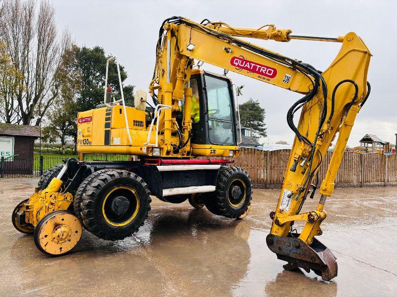 KOMATSU PW130ES-6K 4WD WHEELED EXCAVATOR C/W QUICK HITCH & RAILWAY GEAR *VIDEO*