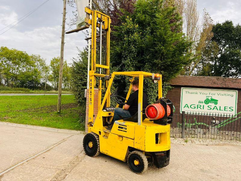 KOMATSU FG15H-1 FORKLIFT C/W STAGE MAST & PALLET TINES *VIDEO*