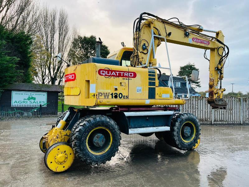 KOMATSU PW130ES-6K 4WD WHEELED EXCAVATOR C/W QUICK HITCH & RAILWAY GEAR *VIDEO*