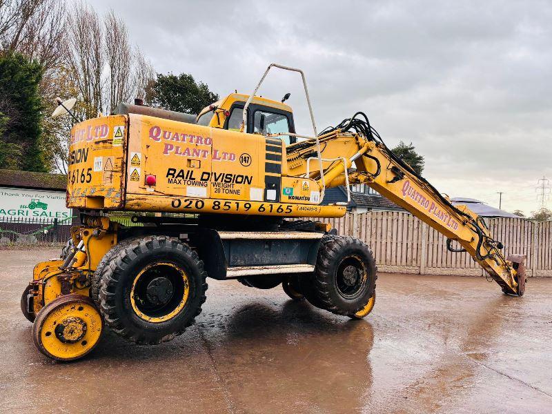 KOMATSU PW150ES-6K 4WD WHEELED EXCAVATOR C/W QUICK HITCH & RAILWAY GEAR *VIDEO*