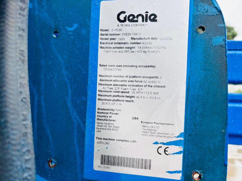 GENIE Z-4525 AIREL PLATFORM * 25FT REACH * C/W TELESCOPIC BOOM *VIDEO*