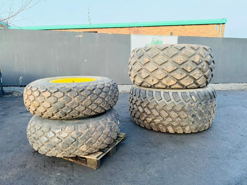 SET OF WHEELS AND TURF TYRES TO SUIT JOHN DEERE TRACTOR*8 STUD*VIDEO*